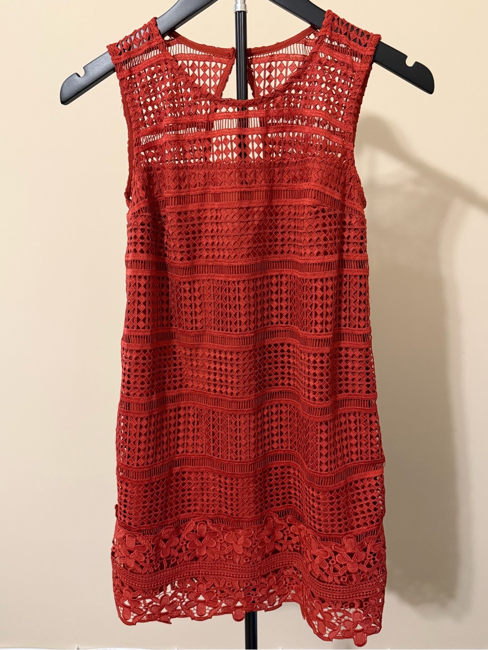 Abercrombie & Fitch Red Sleeveless Crochet Mini Dress